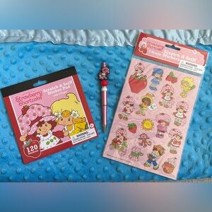 Strawberry Shortcake- scratch & sniff stickers and a handcrafted beaded pen